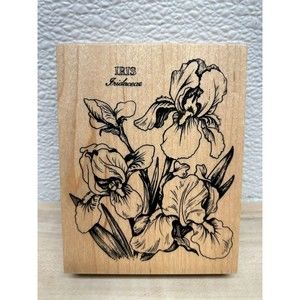 Vintage 1992 PSX Iris Tridaceae Wood Mounted Rubber Stamp # K-040